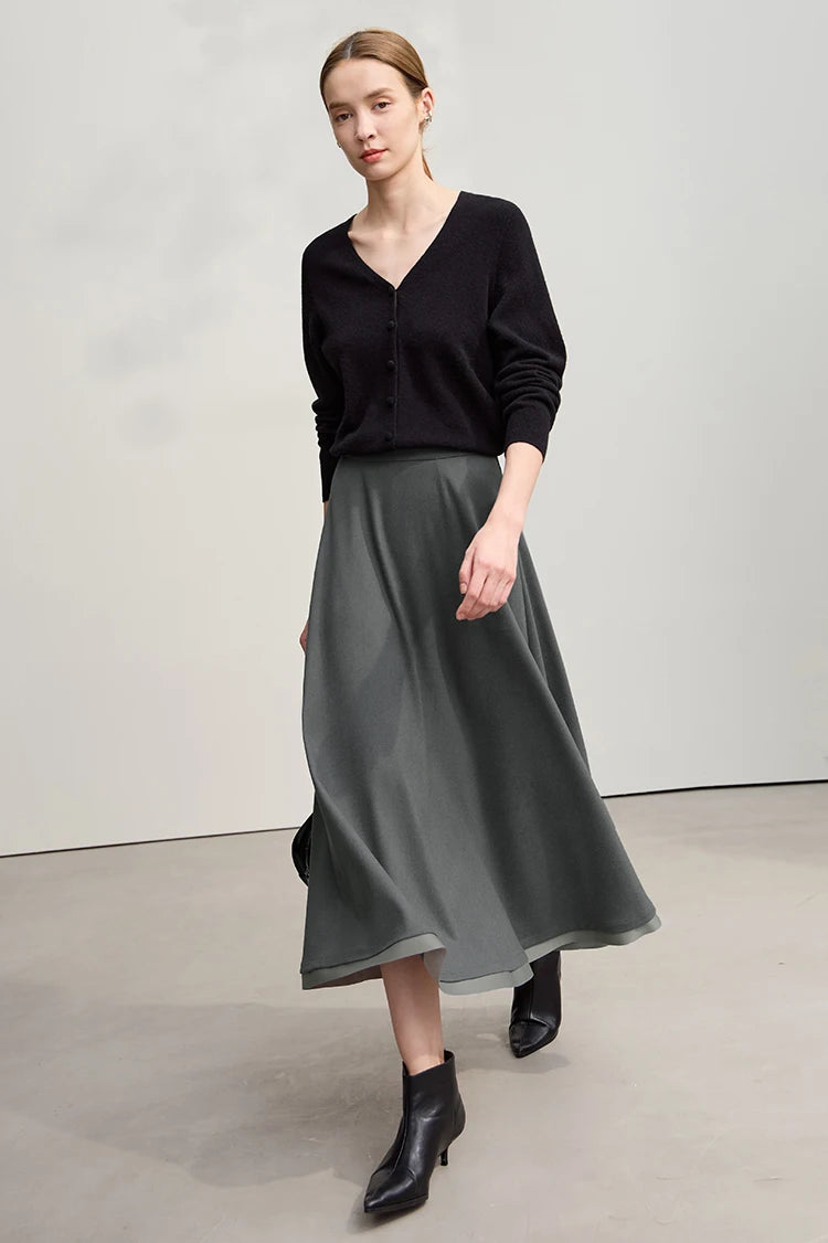 Elegant Skirts For Woman 2025 Winter New Commuter Style A-Line Mid-Calf Skirt Loose Solid Versatile Woman Clothes 12544126