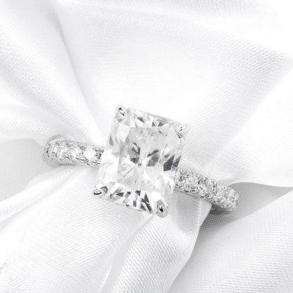 4.65cttw Radiant Cut All Moissanite Rings for Women Flawless D Color Sparkling Full Diamond Wedding Band Sterling Silver