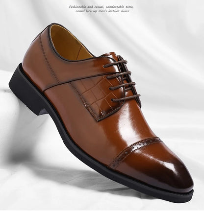 Men's Big Size 39-48 Black Leather Cap-Toe Oxford Shoes New Formal Business Dress Shoes Male Spring Autumn Wedding Shoe for Man