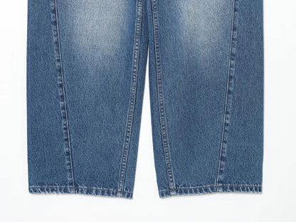European and American style 2025 winter new women's clothing mid waist balloon version sickle bending knife jeans