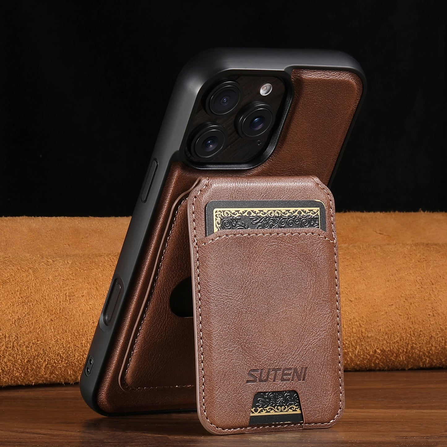 Wireless Charging Magnet PU Leather Phone Case Card Holder Stand For iPhone 17 Pro Max 16 Plus 15 Pro 13 12