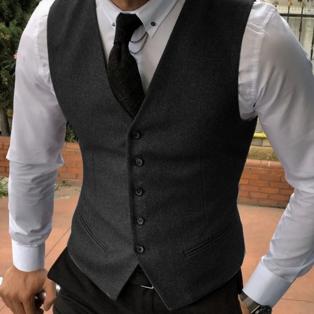 Men Vest Brown Herringbone Single Breasted With Lapel Waistcoat For Wedding Party Business Work Daily Casual Ball Men Suit Vest