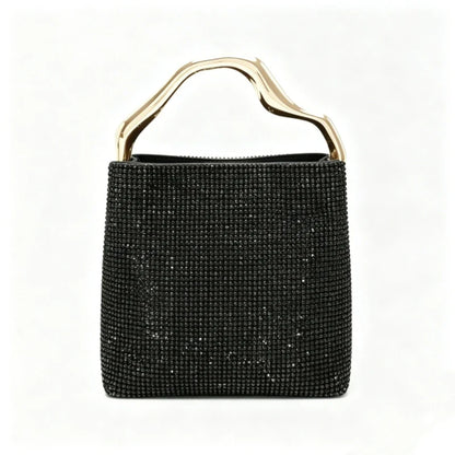 Luxury Satin Bucket Bag Women's Handbag Crystal Shiny Rhinestone Diamond Evening Bag Wedding Party Clutch Purse Crossbody Bag