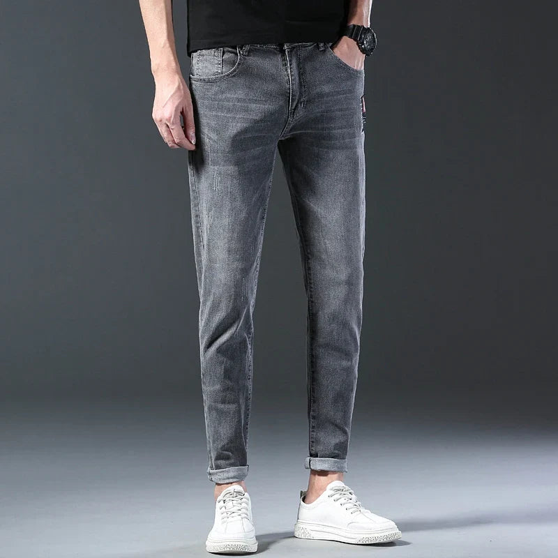 2024 Men's Fashion and Casual New Four Seasons Lightweight Long Pants Men's denim pants Straight leg pants Elastic jeans