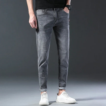 2024 Men's Fashion and Casual New Four Seasons Lightweight Long Pants Men's denim pants Straight leg pants Elastic jeans