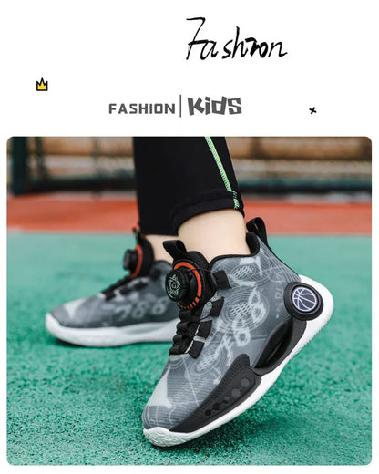 Kids Basketball Shoes Non-slip Breathable Basketball Training Sneakers Boys Girls Athletic Shoes Luminous Children Running Shoes
