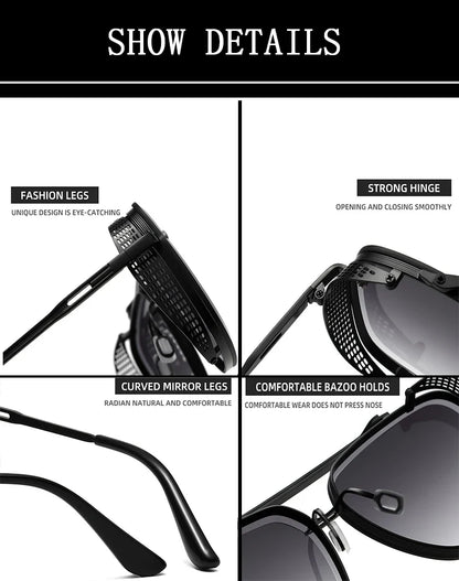 Vintage Steampunk Sunglasses Men Punk Oversized  Sunglasses Women Trendy Retro Square Gafas De Sol Hombre Lunette Soleil Femme