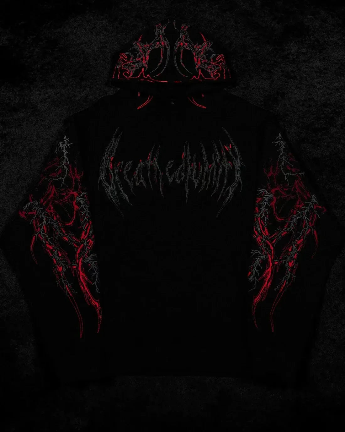 2025New American Style Men's Hooded Sweatshirt Trendy Brand Dark Style Sports Fitness High Street Autumn Winter Men's Sweatshirt