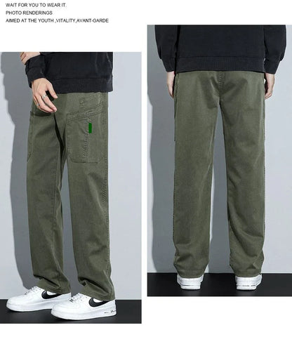 Men's Loose Straight Casual Work Pants 2025 Trendy Multi-Pocket Autumn Winter Workwear YM6106