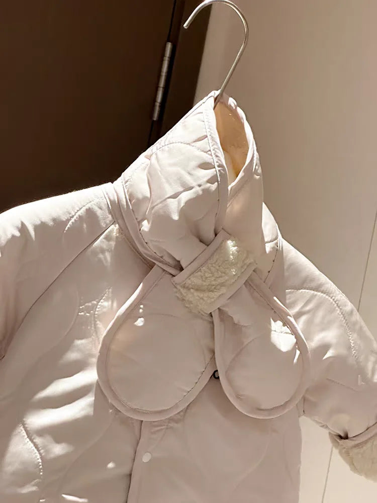 HY22431 Autumn and winter baby retro fashion plush thickened warm crawling suit jumpsuit baby autumn and winter outdoor clothes