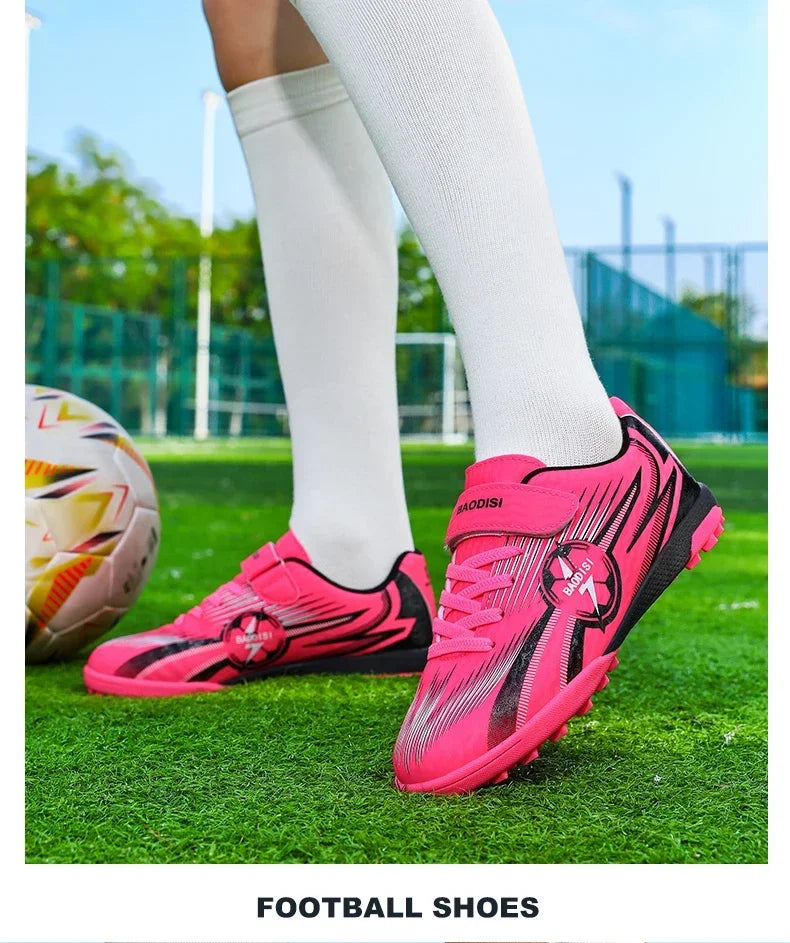 Kids Football Shoes Turf Soccer Cleats Non Slip Lightweight Training Sneakers Indoor Outdoor Futsal Boots Breathable Boys Girls