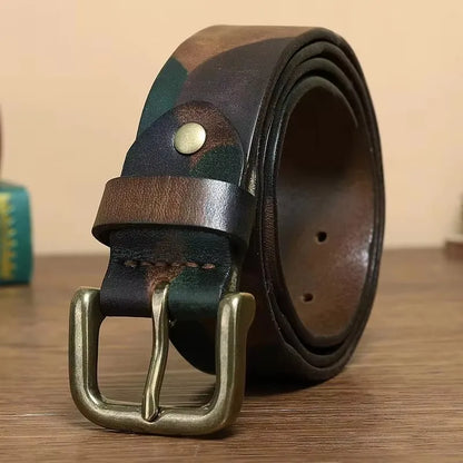 3.3CM 3.8CM Camouflage Tactical Belt Solid Brass Buckle Sports Strap Cowskin Real Genuine Leather Belt Military Belt