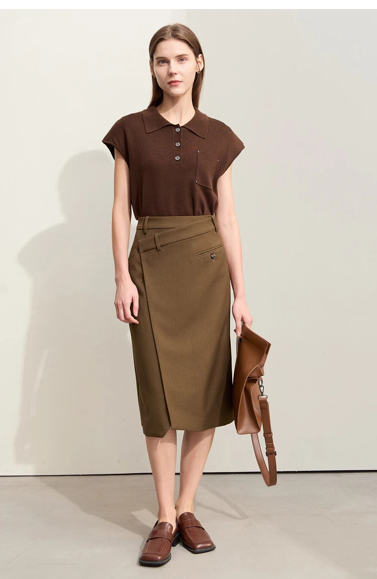 Minimalism 2024 Autumn Skirts for Women New Commuter Intellectual One-piece Wrap A-line Solid Slim Blazer Skirt 12443019