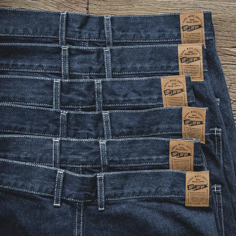 Wide Leg Pants 11.5 Oz Dark Blue Jeans Oversize Pants For Men Size 28 To 36 Baggy Jeans Loose Straight Trousers Workwear