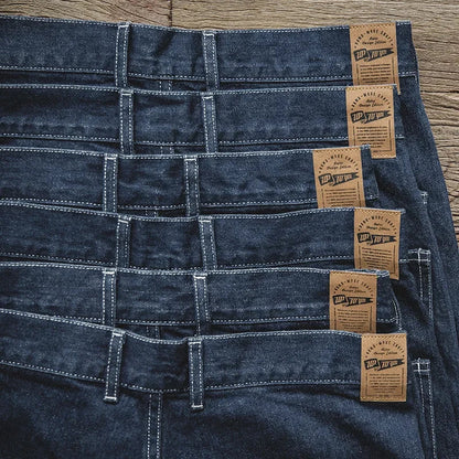 Wide Leg Pants 11.5 Oz Dark Blue Jeans Oversize Pants For Men Size 28 To 36 Baggy Jeans Loose Straight Trousers Workwear
