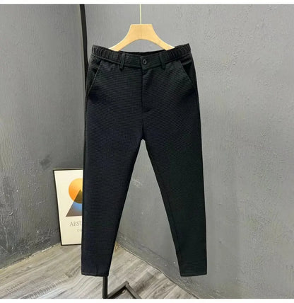 2026 High-grade Men's Solid Suit Pants Spring Summer Korean Style Pocket Straight Nine Split Pants Male Business Casual Trousers