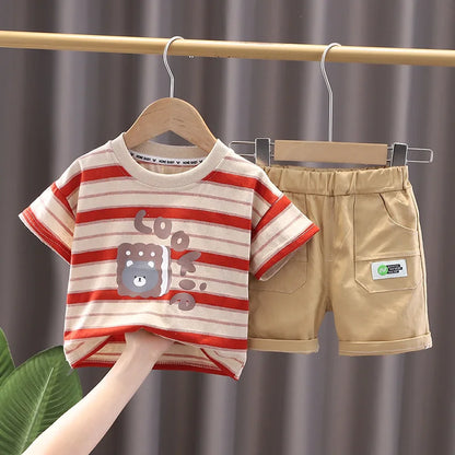 New Summer Baby Boys Clothes Suit Children Girls Casual Striped T-Shirt Shorts 2Pcs/Sets Toddler Cotton Costume Kids Tracksuits