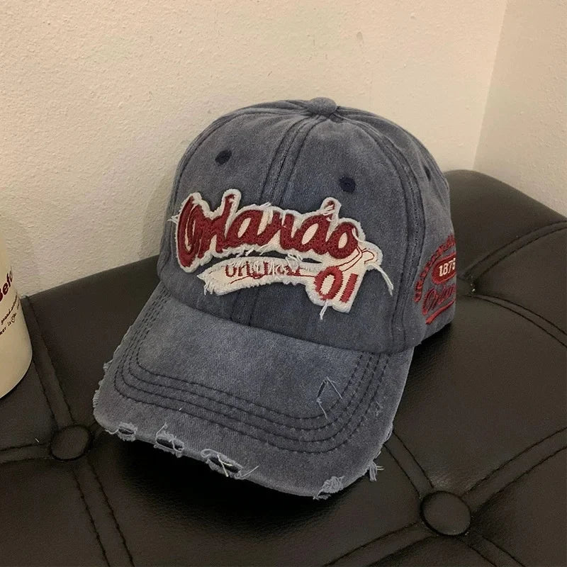 Hip Hop Holes Baseball Hat For Men Women Retro Washed Cotton Peaked Cap Fashion Snapback Sun Visors Punk Letter Bonnet кепка y2k