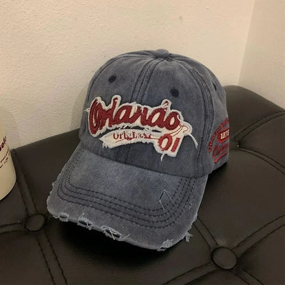 Hip Hop Holes Baseball Hat For Men Women Retro Washed Cotton Peaked Cap Fashion Snapback Sun Visors Punk Letter Bonnet кепка y2k