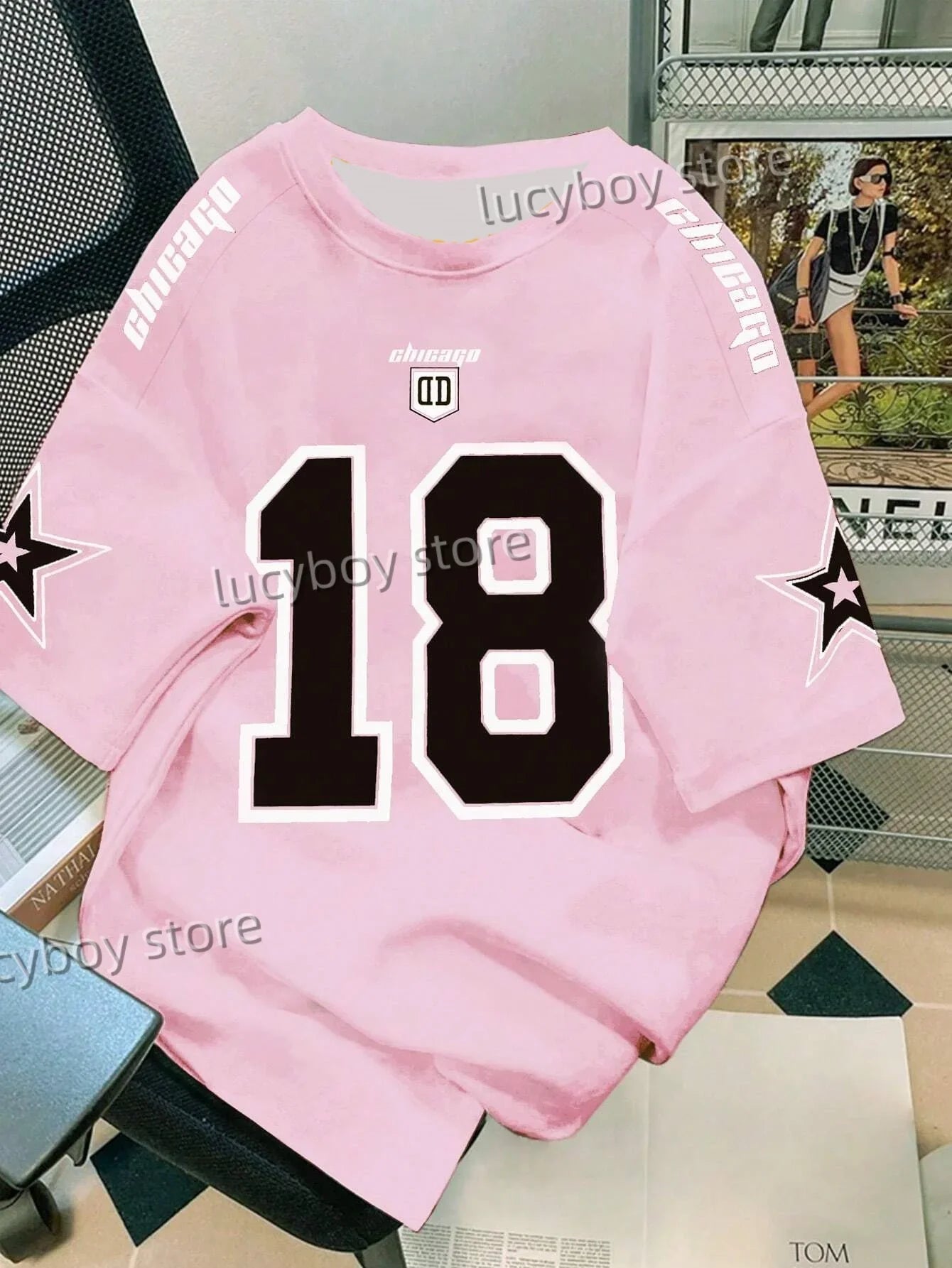 Mens 3D Number 18 Printed Short Sleeve T Shirt Man V Neck Sportwear Brooklyn Racing Football Tee Vintage Casual Tops Men Clothes