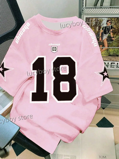 Mens 3D Number 18 Printed Short Sleeve T Shirt Man V Neck Sportwear Brooklyn Racing Football Tee Vintage Casual Tops Men Clothes