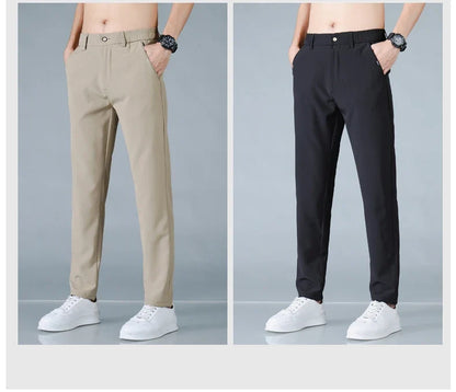 2025 Spring Summer Ultra-thin Men's Casual Pants Slim Straight Leg Elastic Waist Sports Jogging Trousers Fashion Men Golf Pants