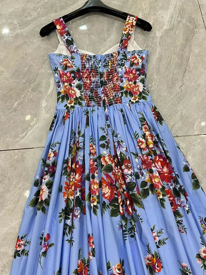 2026 New Women's Dress Sexy Spaghetti Strap Backless Fashion Print Cotton Casual Holiday Dresses