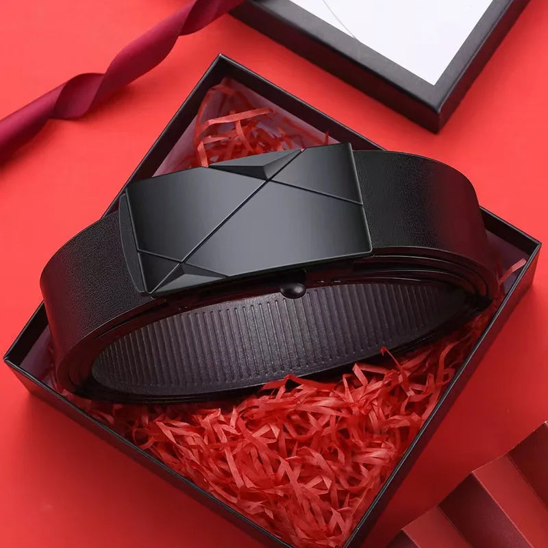 2025 New Men's Business Belt Alloy Automatic Buckle Belt Fashion Belt Luxury Jeans Belt PU Leather High-Quality Straps