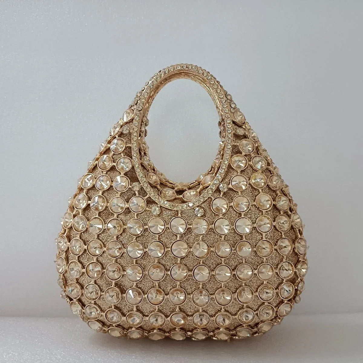 Women Large Capacity Handbag Luxury Green Rhinestone Evening Party Bags Wedding Bridal Crystal Clutches Top-handle Purse