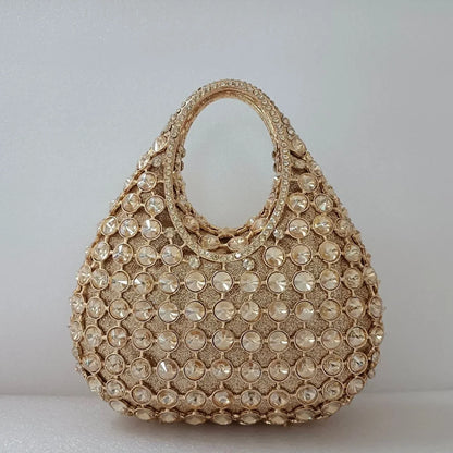 Women Large Capacity Handbag Luxury Green Rhinestone Evening Party Bags Wedding Bridal Crystal Clutches Top-handle Purse