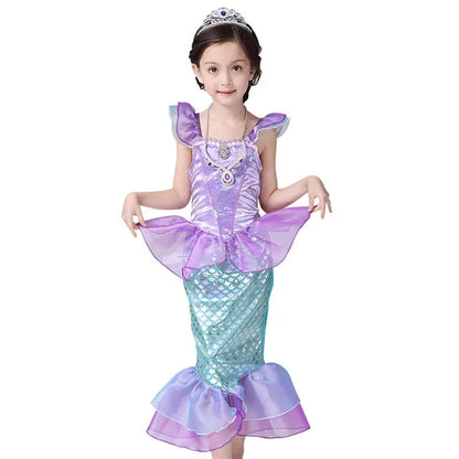 Girls Princess Dress Kids Disney Elsa Anna Snow White Aurora Sofia Rapunzel Cinderella Halloween Costume Children Birthday Party