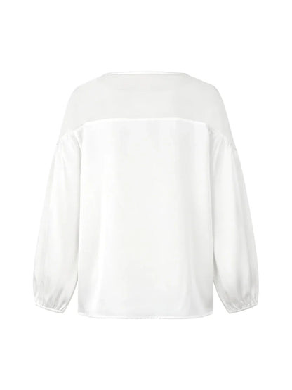 Bonboho Women's Sheer Floral Embroidered Shirt Top 2026 Spring New Puff Sleeves Loose Fit Blouse Female Elegant T-shirt