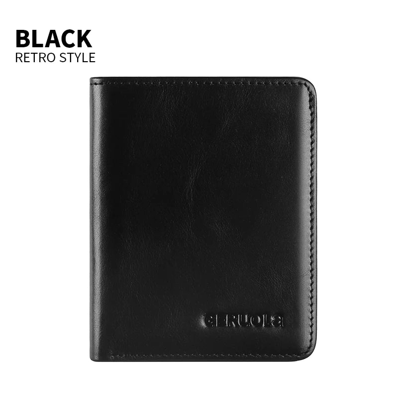 Vintage Leather Men's Wallet - Ultra-Thin RFID Blocking, Top-Grain Cowhide, Multi-Card Holder with Security Snap Button,