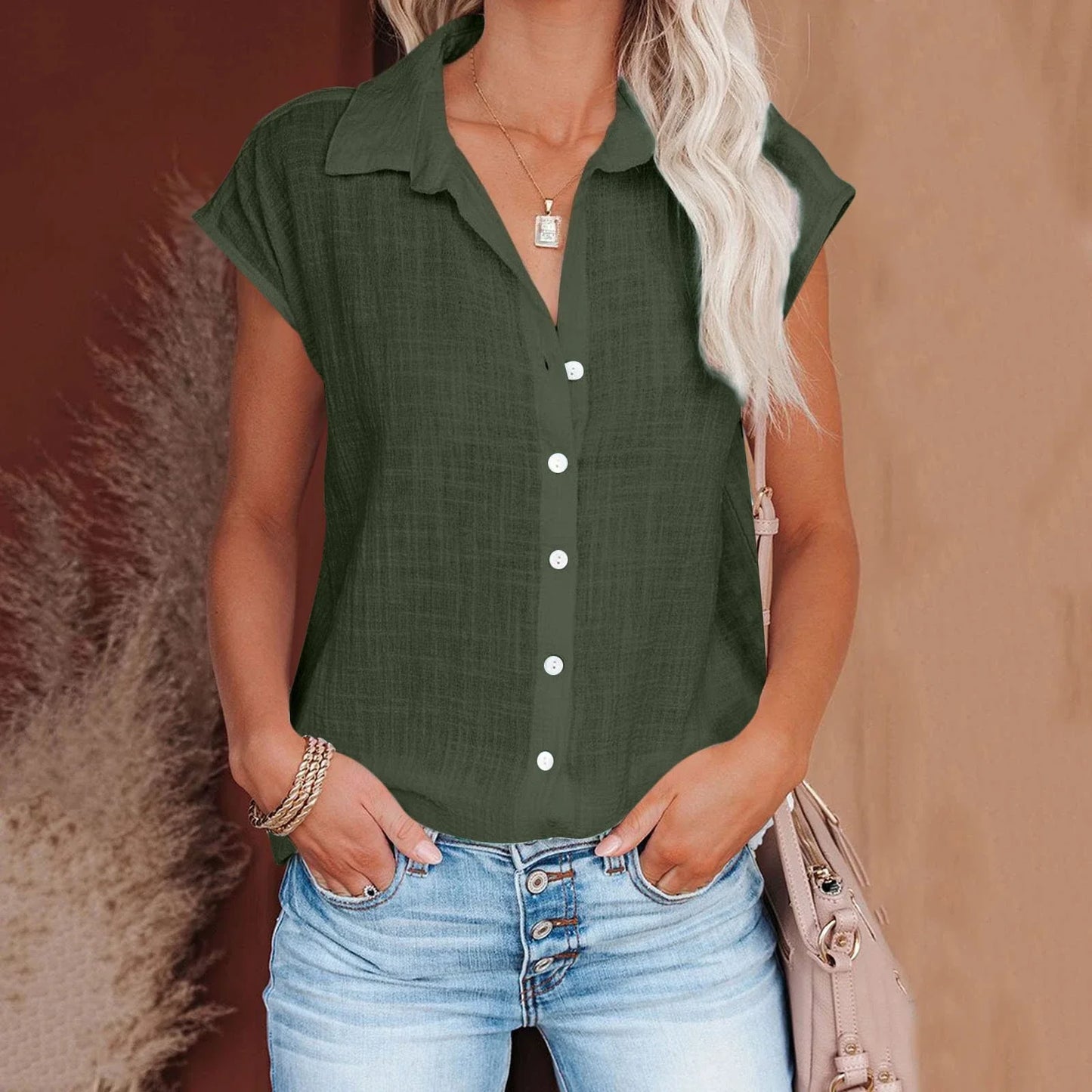 Summer Solid Cotton Linen Shirt Women's Clothing Casual Short Sleeve Tops Tee Ladies T-Shirts Blusas Thin Loose T Shirt Woman