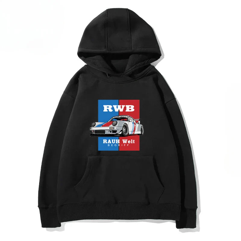 RWB Modified Car 911 Black Hooded Hoodie Women Of The Same Model New New Autumn And Winter Casual Loose Top Clothing
