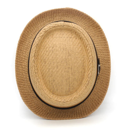 Men Women Classical Straw Pork Pie Hats Fedora Sunhats Trilby Caps Summer Boater Beach Outdoor Travel Party Size US 7 1/4 UK L