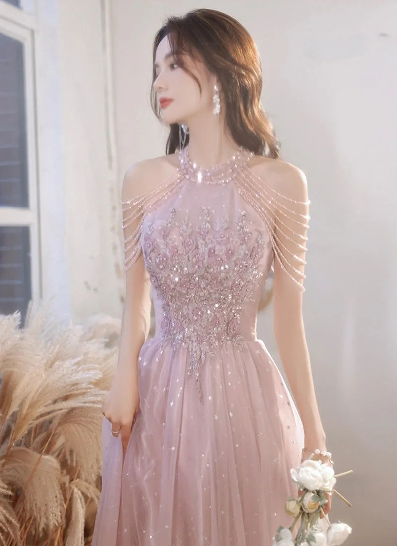 Luxury High Quality Pink Evening Dress 2026 For Prom Birthday Socialite Senior Specical Vestidos Party Dress For Women