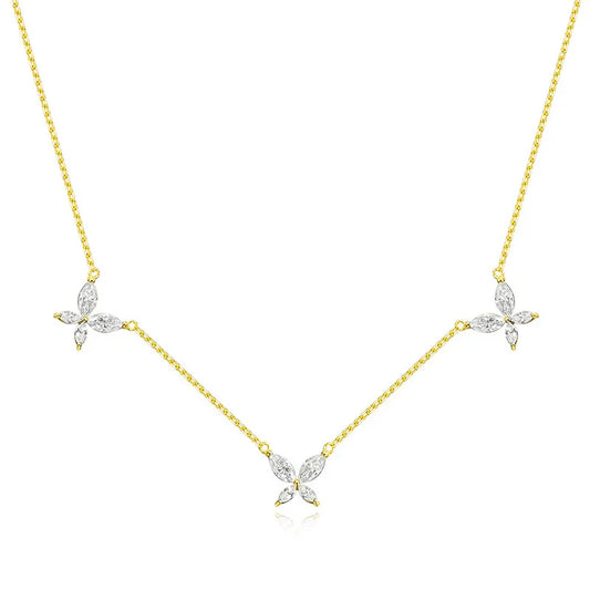 18K Plated Marquise Cut Moissanite Necklace Pendant for Women Girls Gift Lab Diamond Chain 925 Sterling Silver Jewelry