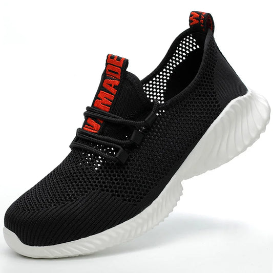 summer safety shoes black work shoes with iron toe anti-puncture light work shoes breathable safety work sneakers for men women
