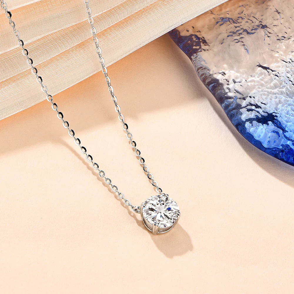 Necklace For Woman Pendant Moissanite Diamond 6.5mm 1CT 925 Silver Necklace For Women Chains Party Bridal Fine Jewelry