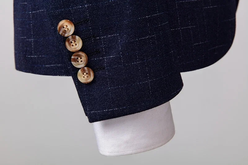 Men's Slim-fit 3-Piece Wedding Groom's Suit Vest Trousers High-end Fabric Double & Single Buckle Options M-4XL 2025