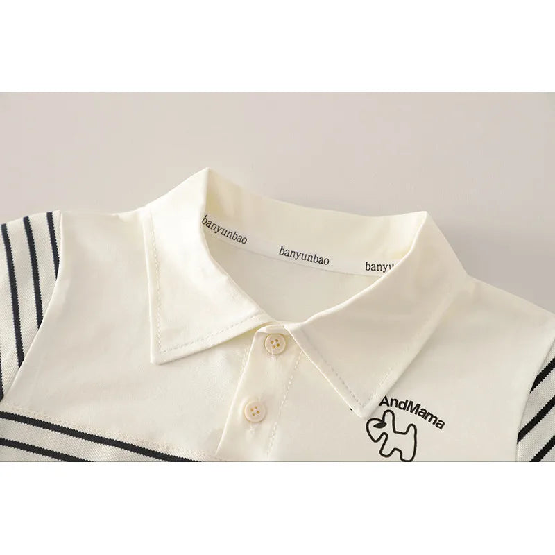 Summer Clothing Sets Fashion Baby Boys Infant Clothes Suits Toddler Infant Kids Striped Cartoon Polo Tshirt+ Denim Shorts Suits