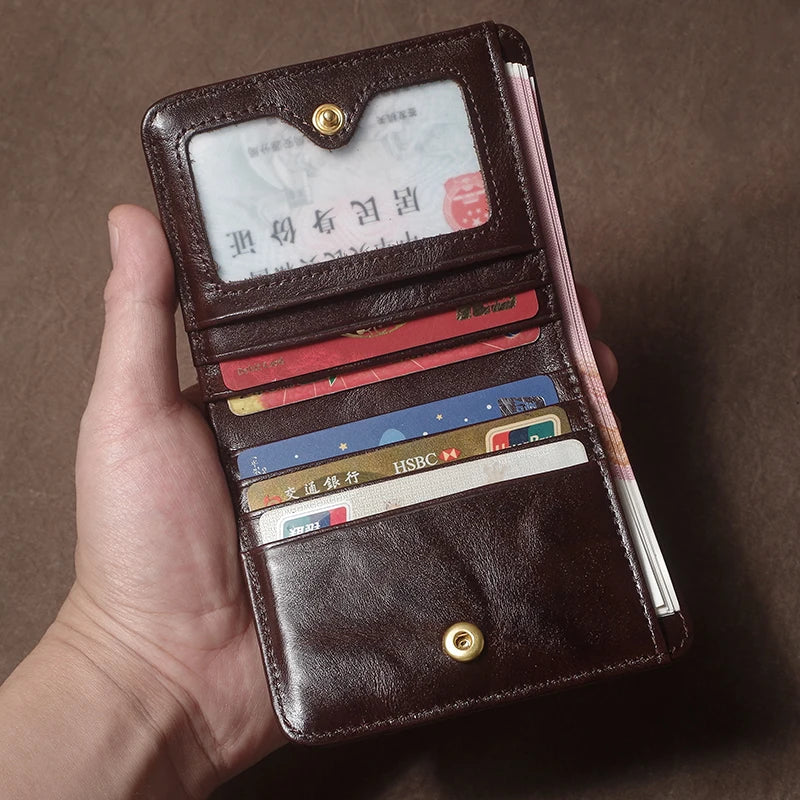 Genuine Leather Wallet High Quality Multi-Card Slots Ultra Slim Lightweight Credit Card Holder Men Women Bifold Money Clip