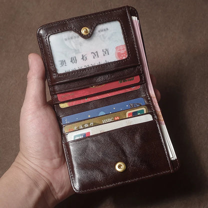 Genuine Leather Wallet High Quality Multi-Card Slots Ultra Slim Lightweight Credit Card Holder Men Women Bifold Money Clip