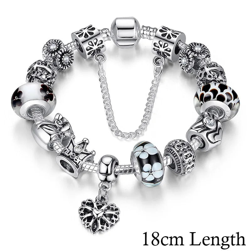 Queen Jewelry Charms Bracelet & Bangles With Queen Crown Beads Bracelet for Women PA1823