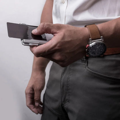 leather Credit Card Holder Wallets Men Brand Rfid Black brown Magic mutifunciton  Slim Mini Wallet Small Money Bag Male Purses