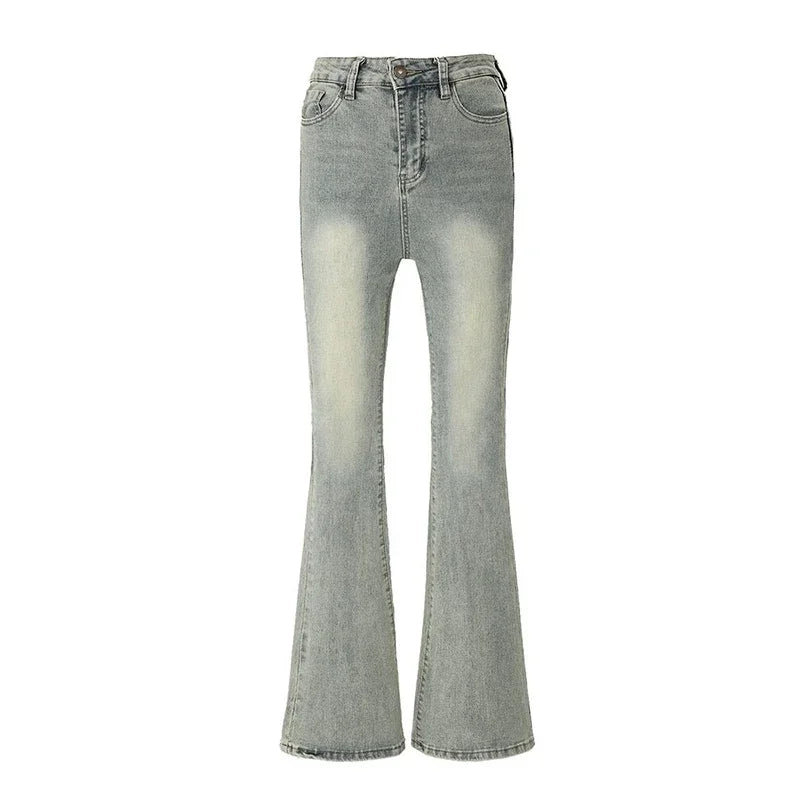 Ins Women Korean High Waist Flared Jeans Female High Street Boot Cut Pants Lady Y2k 2000s Yellow Denim Bell Bottom Trousers