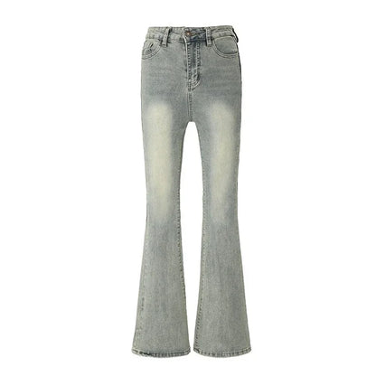 Ins Women Korean High Waist Flared Jeans Female High Street Boot Cut Pants Lady Y2k 2000s Yellow Denim Bell Bottom Trousers