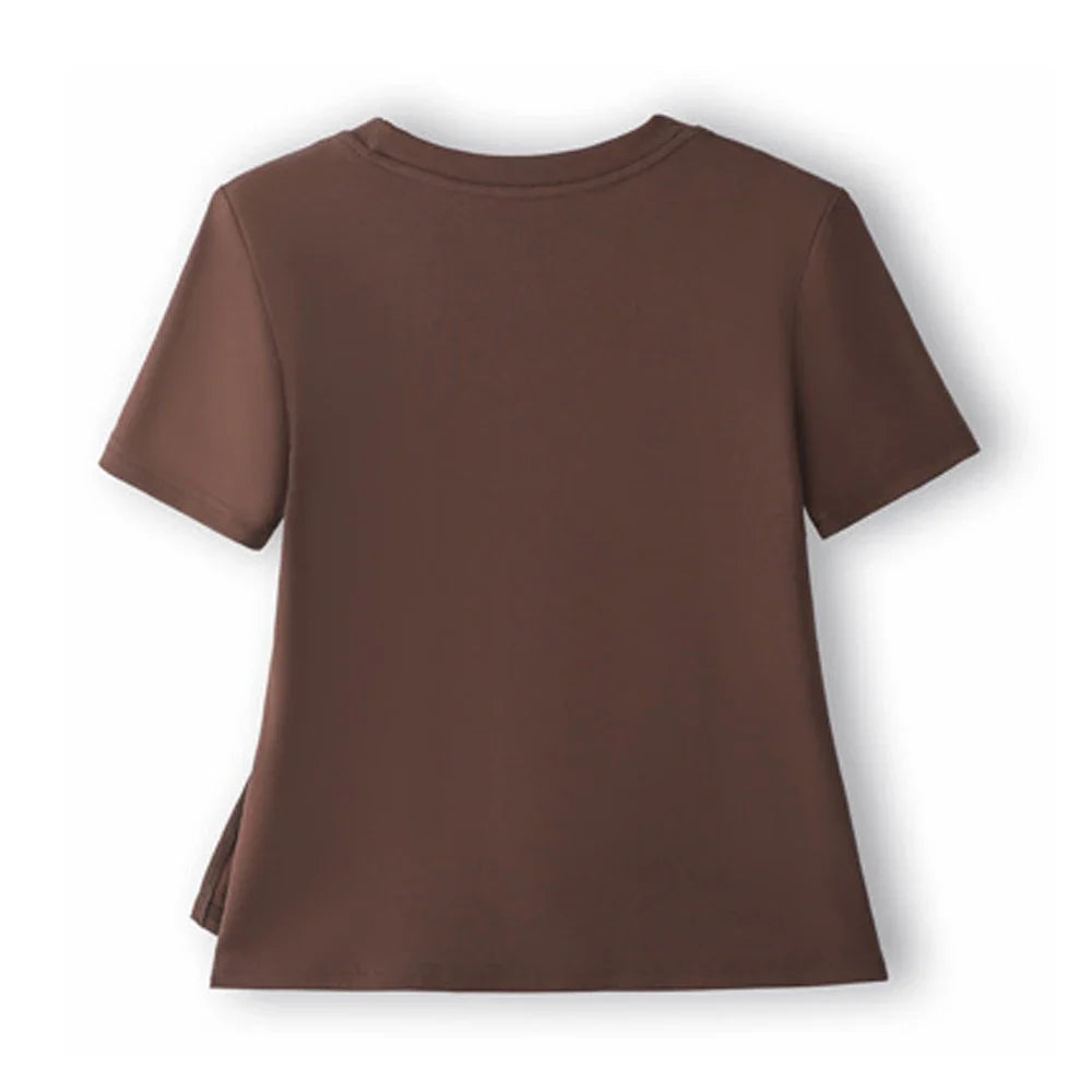Women's summer new cotton irregular top short sleeved round neck casual women's short sleeved top T-shirt