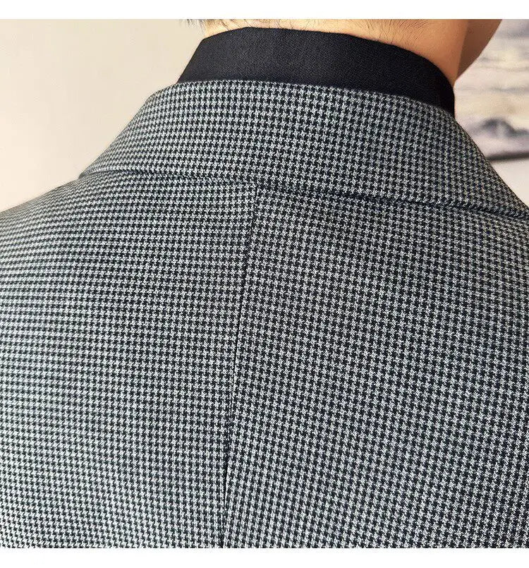 Korean Vintage Elegant Men's Business Slim Fit Suit Jacket 2026 New Fashion Lapel Single Breasted Men Social Party Dress Coats